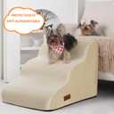 Aodisman 3-Step Dog Ramp and Stairs for Sofa and Chair - Non-Slip Sturdy Pet Steps for Small Dogs and Cats,15.7" H,Beige