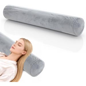 Round Body Pillow Cover, 7.9 x 47Inch/20 x 120cm Round Bolster Roll Body Pillowcase, Full Body Pillowcase with Zipper for Bedroom, Living Room (Only Pillow Covers, No Filler, Gray)