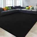 Gifeas Large Ultra Soft Modern Area Rugs for Living Room Bedroom, 5x8 Feet Black Thickened Memory Foam Indoor Solid Minimalist Carpets, Non-Slip Comfy Rug for Boys Girls Nursery Room Home Decor