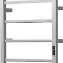 HARNDY Electric Towel Rack with Voice Control for Alexa & Google Home,TUYA - Wall-Mounted Bathroom Heating Towel Warmer,Plug-in,Stainless Steel Material (Square Brushed with Timer, 4 Bar)