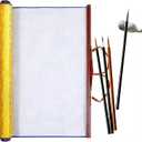 Magic Canvas Paint with Water,4 Chinese Painting Brushes Set Flower Bird Line-Drawing Brushes,30.715 Inch Large Chinese Calligraphy Paper Reusable Water Drawing Writing Cloth,for Beginners' Practice