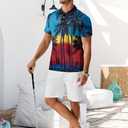 Hawaiian Golf Polo Shirts for Men Hawaiian Polo Shirts Premium Print Golf Top Moisture Wicking Dry Fit Soft Sports Tees (M)