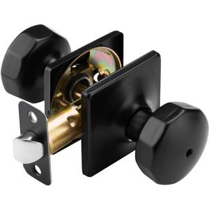 Matte Black Door Knob Interior, Keyless Turn Lock Door Handle for Bath & Bed