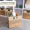 CHI AN HOME 11 Inch Cube Storage Bins, Wicker Storage Baskets for Cube Shelf, Natural Foldable Square Baskets for Storage, Large Woven Storage Bin with Handle, Baskets for Pantry, Living Room Set of 4