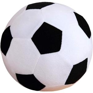 Fluffy Stuffed Toy Soccer Ball Plush Pillow Soft Durable Stuff Soccerball Gift for Kids Boy Baby (Black -White,7.8inch/20cm)