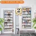 Aheroi 2 Pack 35 Pockets Over Door Shoe Organizer, White, Holds Up to 40 lbs, Mesh Pockets, Foldable, Hanging Shoe Rack
