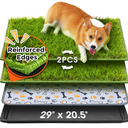Hompet Dog Grass Pad with Tray Large, 29"x20.5", 2 Reusable Artificial Turf for Dogs Potty, Waterproof Non-Slip Washable Pee Pads, Quickly Absorbency Portable Dog Litter Box for Indoor/Outdoor Use