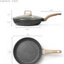 CAROTE Non Stick Frying Pan Skillet, Nonstick Granite Fry Pan with Glass Lid, Egg Pan Omelet Pans, Stone Cookware Chef's Pan, PFOA Free (Classic Granite, 10-Inch)