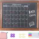 Chalkboard Calendar Magnetic Board Monthly Planning Board for Kitchen Wall, Reusable Planner Chart for Family Blackboard Calendar for Record Daily Tasks List 12'' x 16''