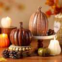 Vicenpal 2Pcs Fall Pumpkin Decor Set Artificial Resin Pumpkin Fall Artificial Fake Pumpkins Decor for Autumn Halloween Thanksgiving Tabletop Farmhouse Mantel Decoration (Shiny Brown, Fashionable Style)