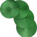 Easy Care 4pcs 38cm Tableware Placemat Non-Slip Insulated Mat Round Woven Placemat(Green)