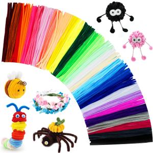 1200PCS Pipe Cleaners Craft, Pipe Cleaners Bulk for Arts and Crafts Supplies Multi-Color Chenille Stems DIY Project Room Decor,Christmas Decorations Creative Toys Gift (12inch*6mm,48colors)
