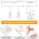 Mlambert 3 Color Outdoor LED Dimmable String Lights for Patio with Remote, Plug in 48FT Waterproof Shatterproof LED Bulb Light for Cafe-White Cord