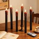 Eywamage Black Bleeding Flameless Taper Candles with Remote, Halloween LED Candlesticks Battery Operated Set of 6