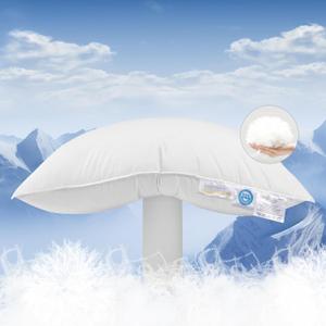 Shilucheng Canadian Goose Down Pillows Standard Size Set of 1, 750+ Fill Power Side Sleeper Pillow for Sleeping Neck Pain Relief, 100% Cotton Shell Hotel Quality Pillows（White, 20" x 26"）