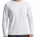 qualidyne Men's Sun Shirt Long Sleeve, 4-Way Stretch Quick Dry Lightweight Rash Guard for Fishing Running Hiking White, XL