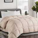 COHOME Quilted Oversized King Size Comforter - All-Season Down Alternative Duvet Insert - Luxury Hotel Winter Warm Beige Comforter with Anti-Clump Tech & 8 Tabs- Reversible, 98"x116"