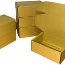 50 Pcs 7.1 x 5.1 x 2 inches Corrugated Cardboard Gift Boxes Recyclable Shipping Boxes for Mailing & Holidays, Wedding, Birthday, Gifts Packaging, Phone Case Packaging (Gold, 7.1 x 5.1 x 2")