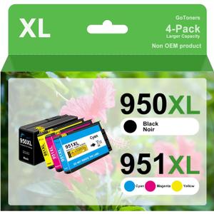 950XL 951XL Compatible for HP 950 XL 951 XL Ink Cartridge Compatible with OfficeJet Pro 8600 8610 8620 8100 8630 8660 8640 8615 76DW 251DW Printer (4, Black, Cyan, Magenta, Yellow)