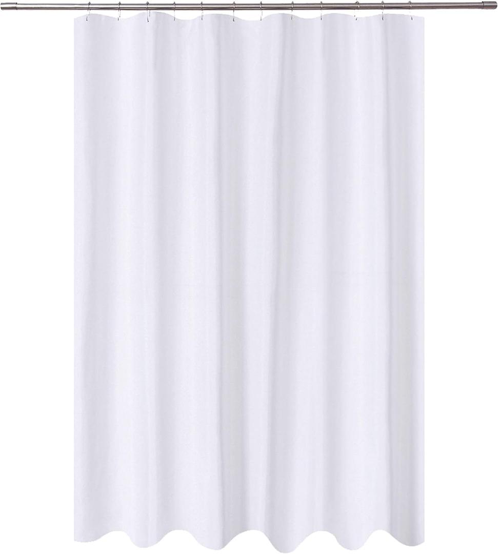 N&Y HOME Fabric Shower Curtain Liner Extra Long 72 x 84 Inches with 2 Bottom Magnets, Hotel Quality, Washable, White Spa Bathroom Curtains with Grommets, 72x84