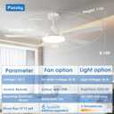 Passky Ceiling Fans with Lights, 52 inch Sleek Ceiling Fan with Light and Remote Control, 3CCT, Dimmable, Reversible, Noiseless, White Ceiling Fan for Bedroom, Living Room
