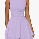 Generisch Popular Pleated Waist Square Neck Short Hem Mini Dress Women's Sexy Winter Dress