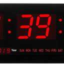 Rsobl 21.6 Inch Oversized LED Digital Wall Clock Large Display with Indoor Temperature Date and Day of Week,Electric Wall Clock/Calendar Timer Home Decor, Red