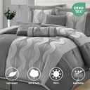 California King Comforter Set, Grey, 7 Pieces in a Bag, Ultra Soft Jacquard with Solid Piecework, Luxury Bed Set with Comforters, Bed Skirt, Pillow Shams and Decorative Pillows