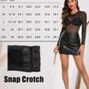 Avidlove Womens Mesh Long Sleeve Bodysuit Round Neck Sheer Leotards Geo Print Bodysuit Top with Snap Crotch (Small, Gold Star)