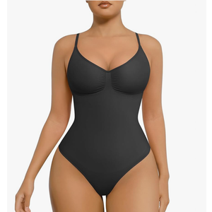 FeelinGirl Shapewear Bodysuit Tummy Control for Women Seamless Sculpting Snatched Waist Body Shaper Body Suit, Small