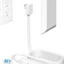 8FT Flat Plug Extension Cord with 3 Outlet Power Strip,Ultra Thin Outlet Concealer with Outlet Covers Baby Proofing,Flat Face Outlet Extender for Home,Bedroom,Kitchen with ETL Listed,White