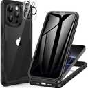 CENHUFO Privacy for iPhone 15 Pro Max Case, Full Body Phone Case with Built-in 9H Tempered Glass Privacy Screen Protector and Camera Lens Protector, Anti Peep Shockproof Bumper Clear Cover - Black There Are No Details