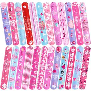 Thuodo Valentines Day Slap Bracelets with Colorful Hearts for Birthday Gifts for Kids Party Supplies Favors Classroom Exchange Birthday Giveaways Game Prizes Kids Party Favors