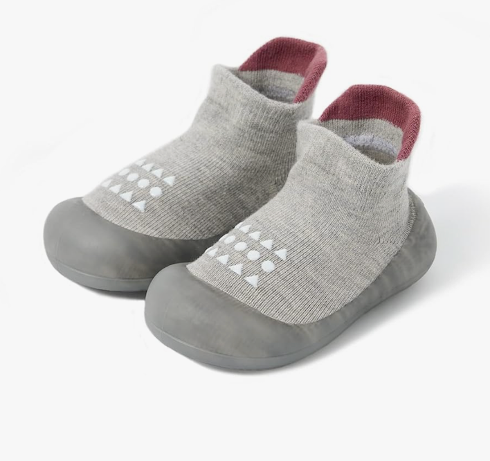 BEARBAY Baby Sock Shoes Baby Walking Shoes Infant Non-Slip Breathable Slippers with Soft Rubber Sole Baby Boys Girls Sneakers, 6-9 months, 4.5 in, Grey