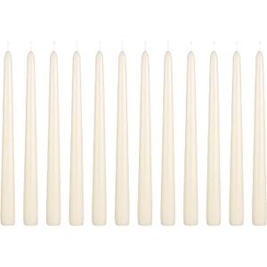 Mega Candles 12 pcs Unscented Ivory Taper Candles, Hand Poured Wax Candle 10 Inch x 7/8 Inch, Home Dcor, Wedding Receptions, Centerpieces, Birthdays, Celebrations, Romantic Dinners, Candle Holders (10 Inch x 7/8 Inch Taper)
