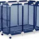 Modern Blue Pool Storage Bin - XX-Large | Nylon Mesh Basket Organizer For Your Goggles, Beach Balls, Floats, Swim Toys & Accessories | Air Dry Items Quickly & Easily Roll To Your Home Garage or Shed