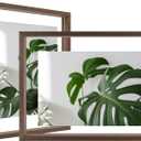 Egofine 8.5x11 Floating Frames Set of 2, Double Plexiglass Picture Frame, Made of Solid Wood Display Any Size Photo up to 8.5x11, Wall Mount or Tabletop Standing, Brown