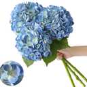 3 Pcs Real Touch Hydrangea Artificial Flowers 22.5" Lifelike Latex Blue Hydrangeas Fake Hydrangeas for Home Decor Party Wedding Bouquets Table Centerpieces Floral Arrangements Indoor Outdoor Decor