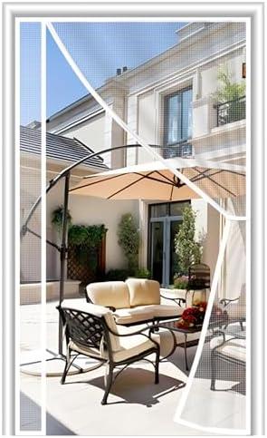 MAGZO Magnetic Screen Door White 36'' x 96'', Reversible Left Right Side Opening, Upgraded Polyester Scratch-Proof, Mesh Net for Sliding Glass/Single/Patio/French Doors with Adhesive- Hook&Loop to Hang, White