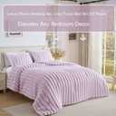 HKMR 2 Pieces Fluffy Faux Rabbit Fur Comforter Set Twin Size, Plush Fuzzy Bedding Set, Stripes Design Warm Soft Comforter Bedding Set for All Season, Lavender, 66"x 90"