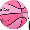 Senston 27.5'' Outdoor Basketball Ball Excellent Elasticity/Grip Rubber Basketballs with Pump, Durable Size 3/5/7 Outdoor/Indoor Basketball, Pink, 27.5''/Size 5