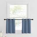 NICETOWN Stone Blue Blackout Valances for Windows Treatment 24 Inch Length Solid Thermal Insulated Grommet Top for Bedroom and Bathroom Curtains Valance for Small Windows, 2 Panels, 29 x 24 Inch
