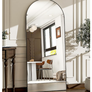 57" x 20" Arched Full Length Mirror - Wall Mounted/Floor Mirror Aluminum Alloy Frame Full Body Mirrors for Bathroom Living Room Bedroom and Entryway,Black