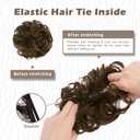 BARSDAR 100% Human Hair Bun Extension - Real Human Hair Medium Brown Messy Bun Scrunchie for Women - Elastic Wavy Brown Updo Extensions Thick Soft Fluffy Natural Looking Chignons Hairpieces Daily