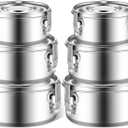 Zopeal 6 Pcs Stainless Steel Food Storage Containers with Lid Bento Lunch Boxes Reusable Metal Flat Canisters for Camping Trips Picnic Snacks Soups Salads Leftovers, 3 Sizes (12oz, 22oz, 34oz)