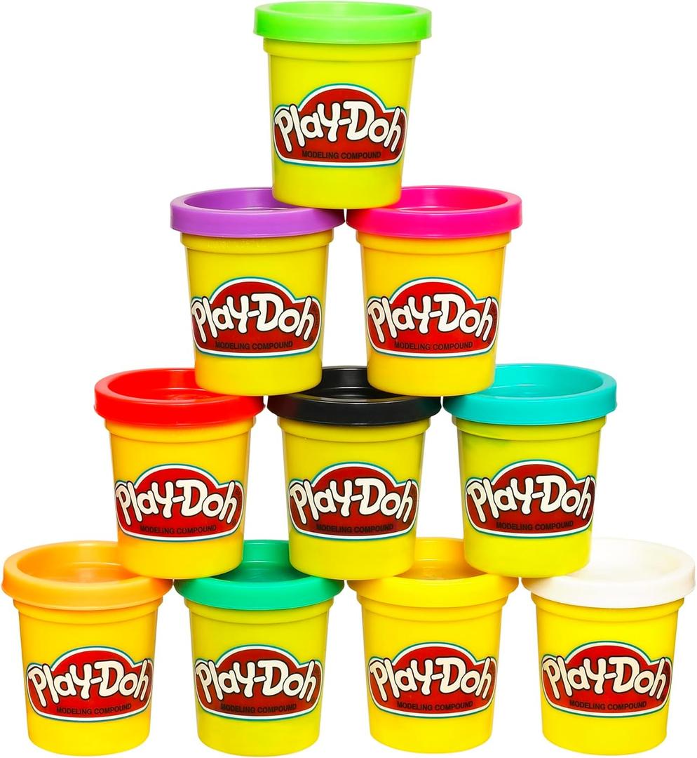 Play Doh Modeling Compound 10-Pack Case of Assorted Colors, Non-Toxic 2 oz. Cans, Christmas Stocking Stuffer Gifts, Prizes, & Party Favors, Preschool Toys for Kids, Ages 2+ 