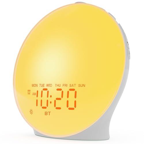 JALL Sunrise Alarm Clock White Noise Sound Machine with 22 Soothing Sounds, 17 NightLights, Bluetooth Speaker, Wake Up Light Alarm Clock for Bedrooms, Heavy Sleepers, Ideal Gift for Baby, Kids, Seniors