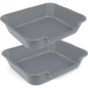2 Pack Extra Large Dog Litter Box Pan Tray (ABS Material), Low Entry Jumbo Senior Litter Boxes for Multiple Kitten Big Cats, Pet Safe Indoor Dog Potty (Dark Gray, 24" L x 20" W)