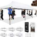 COBIZI 10x30 Pop Up Canopy Tent Heavy Duty with 8 Removable Sidewalls, Commercial Portable Tents for Parties Ez Up Canopy All-Weather Windproof & Waterproof and UPF 80+ Wedding Tent Sun Shelter (White)