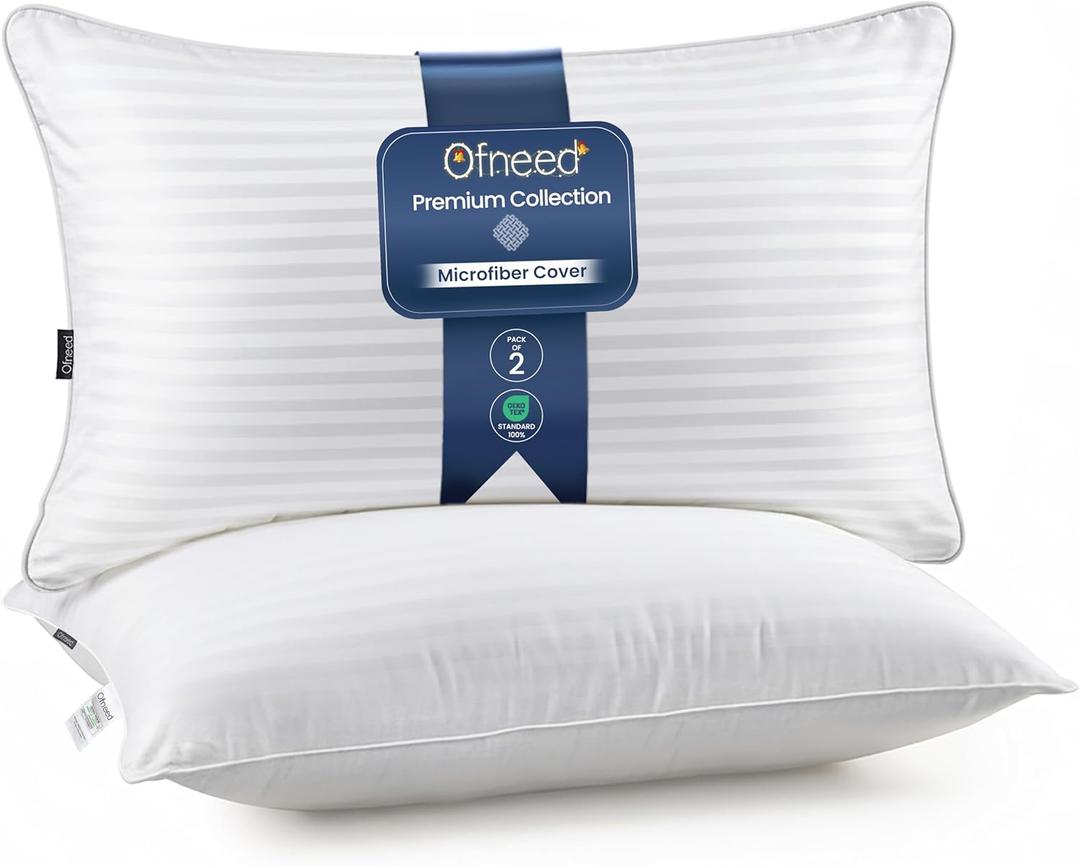 King Size Pillows Set of 2 Down Alternative  Soft & Fluffy King Pillow with Soft & Brushed Cover, Hotel Quality Pillows for Bed, Perfect Bed Pillows for Side and Back Sleepers, Size 20"x36"